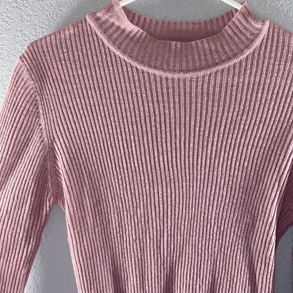Stella Tweed Ribbed Mock Turtleneck Long Sleeve Top - Picture 2 of 7